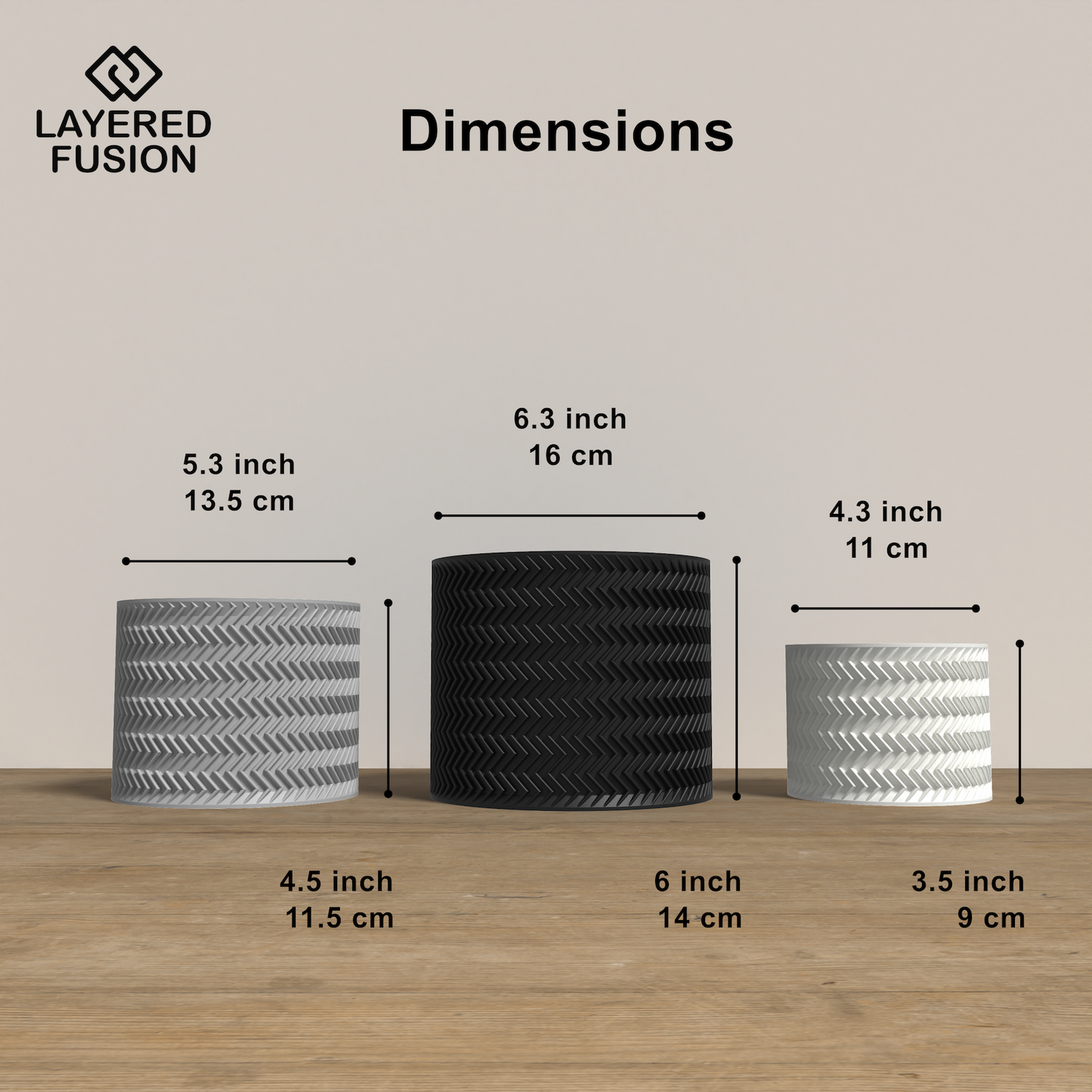 ARCUS Planter Collection - Dimensions Cylinder Planter. Buy at www.layeredfusion.com.
