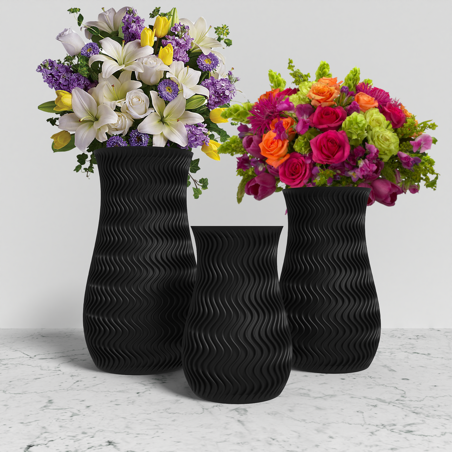 ARCUS Vase Collection - Black Rounded Vase. Buy at www.layeredfusion.com.