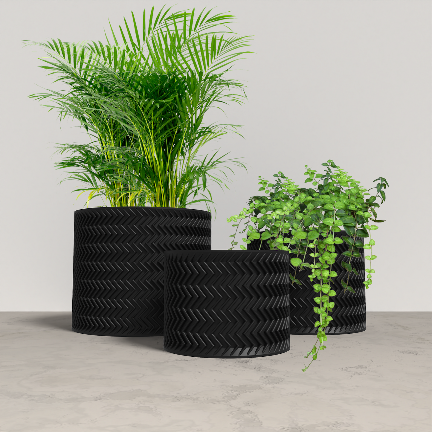FRACTI Planter Collection - Black Cylinder Planter. Buy at www.layeredfusion.com.