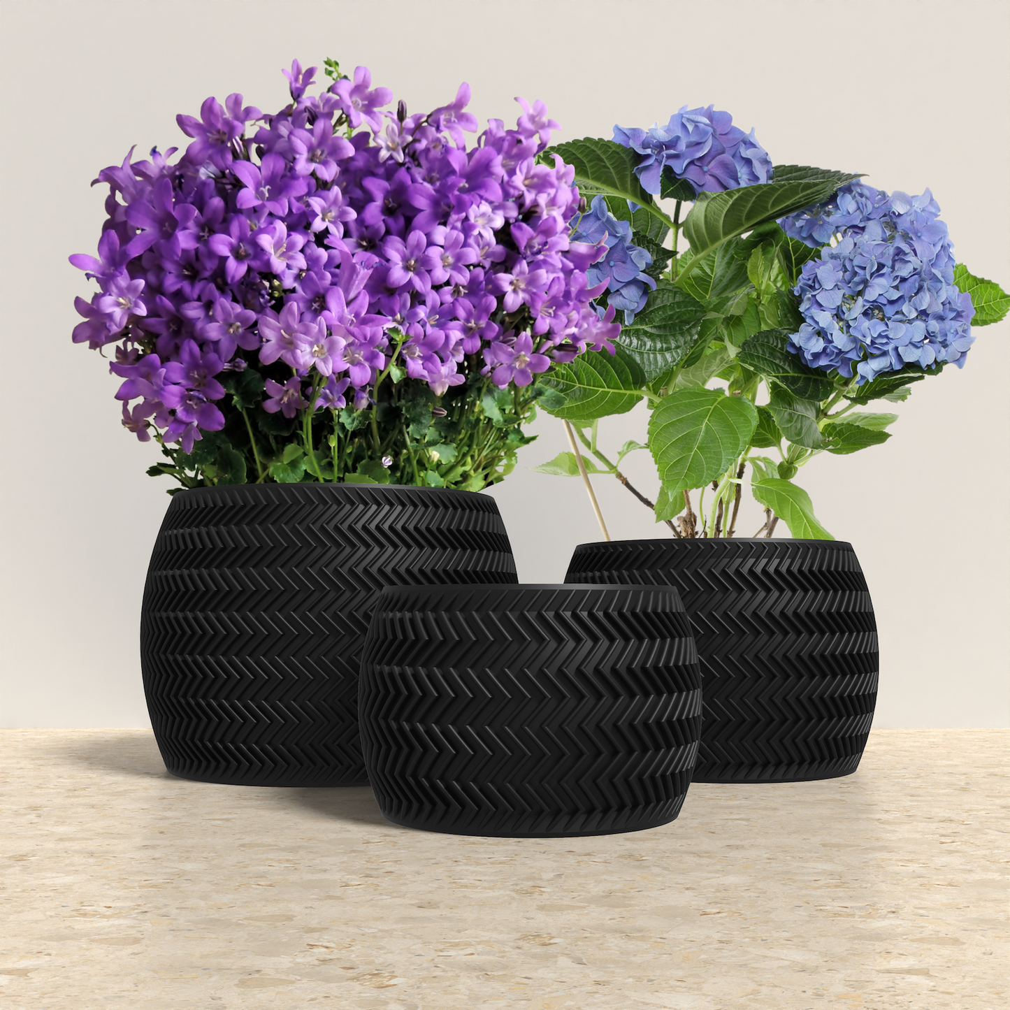 FRACTI Planter Collection - Black Rounded Planter. Buy at www.layeredfusion.com.