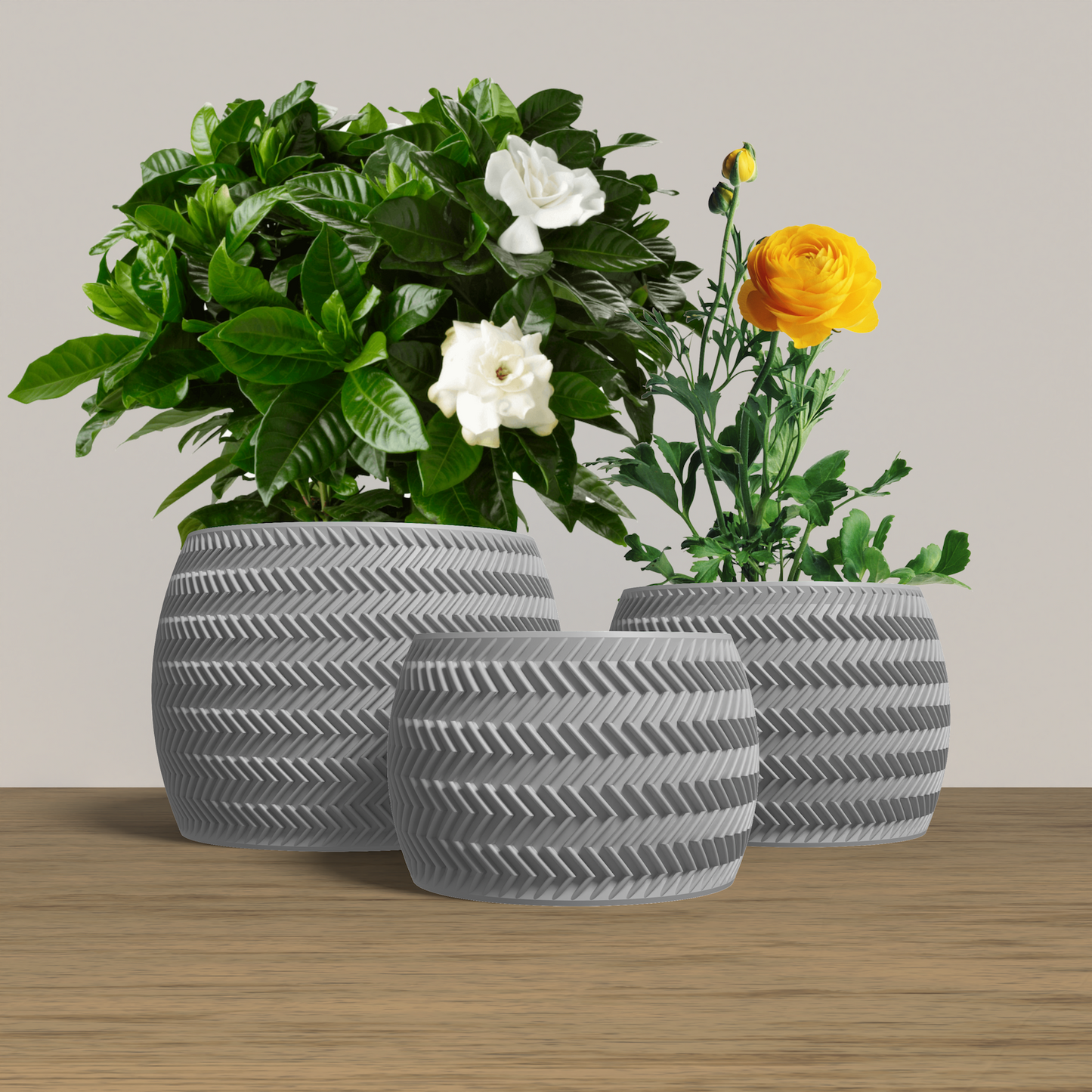 FRACTI Planter Collection - Gray Rounded Planter. Buy at www.layeredfusion.com.