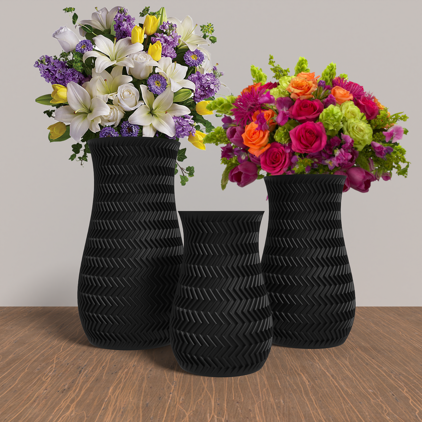 FRACTI Vase Collection - Black Rounded Vase. Buy at www.layeredfusion.com.