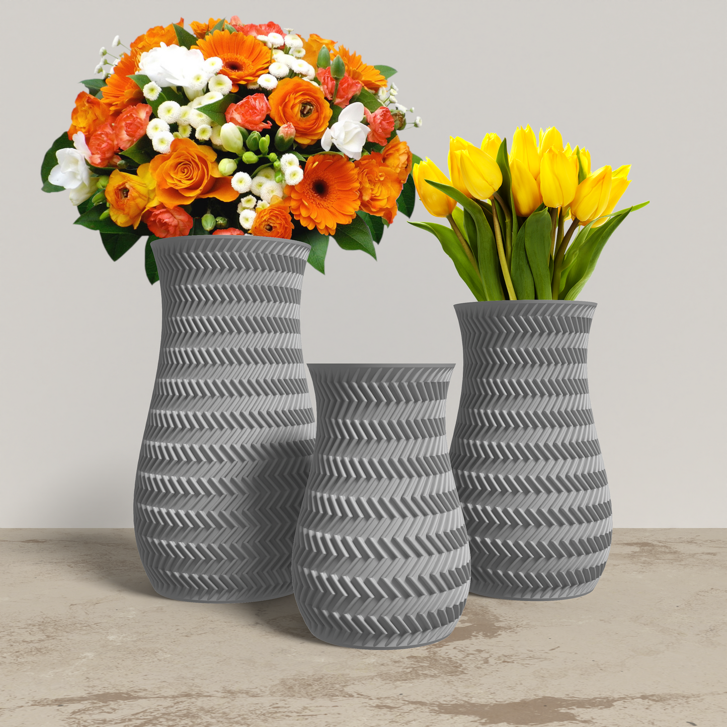 FRACTI Vase Collection - Gray Rounded Vase. Buy at www.layeredfusion.com.