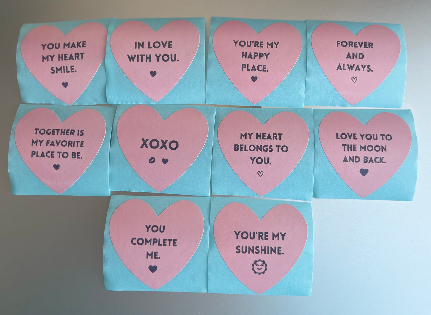 Charming Heart-Shaped Stickers with Everyday Love Messages