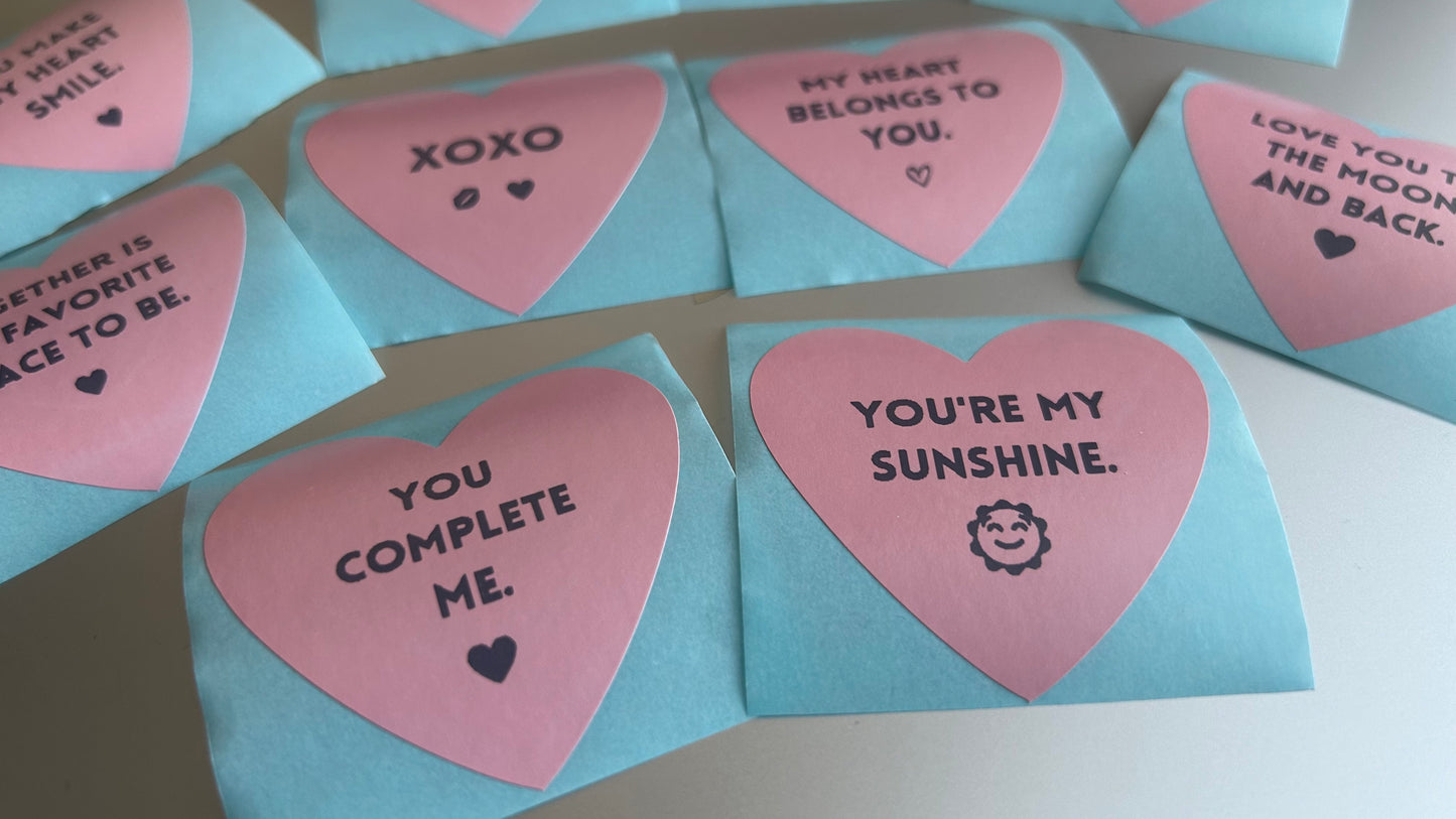 Charming Heart-Shaped Stickers with Everyday Love Messages
