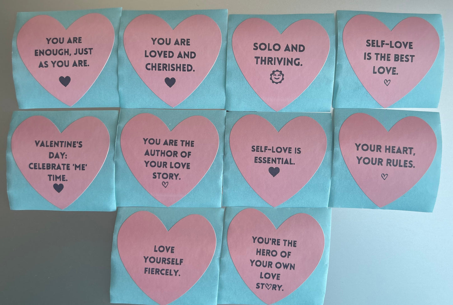 Heart-Shaped Self-Love Motivation Stickers with Inspiring Messages