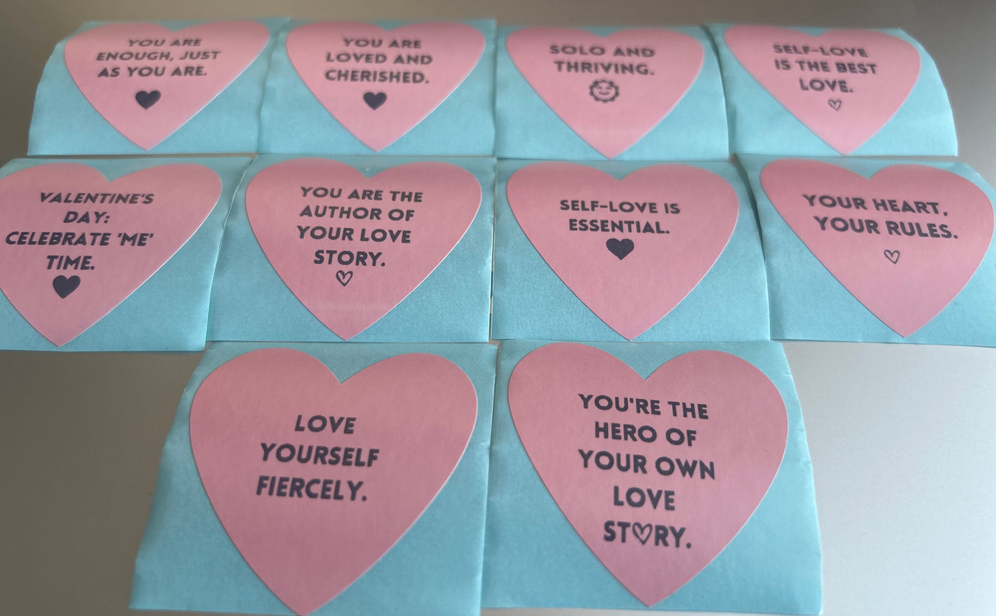 Heart-Shaped Self-Love Motivation Stickers with Inspiring Messages