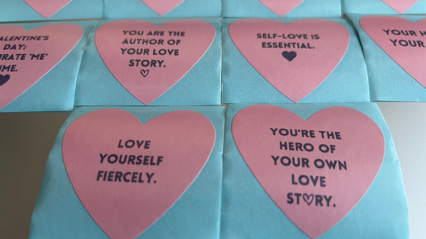 Heart-Shaped Self-Love Motivation Stickers with Inspiring Messages