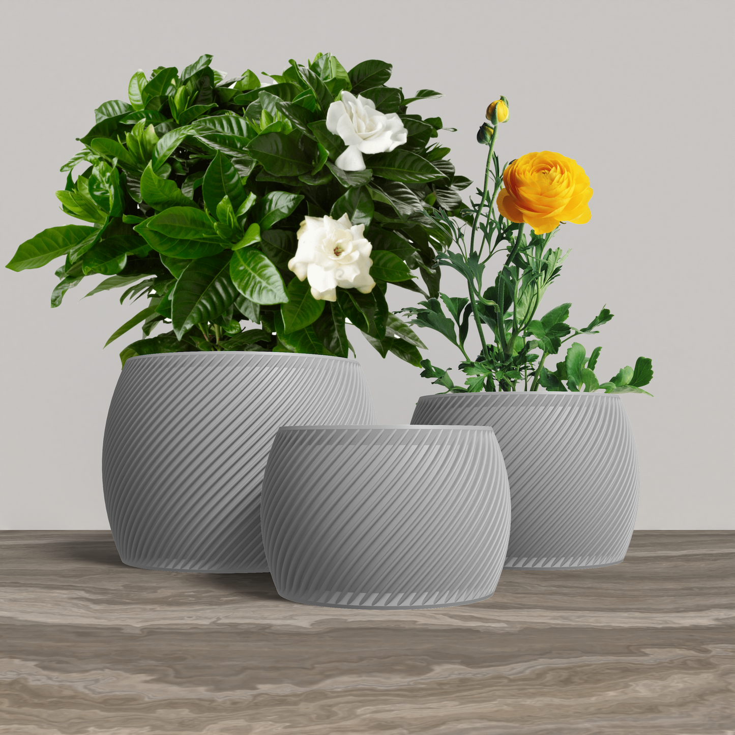 RETORTA Planter Collection - Gray Rounded Planter. Buy at www.layeredfusion.com.