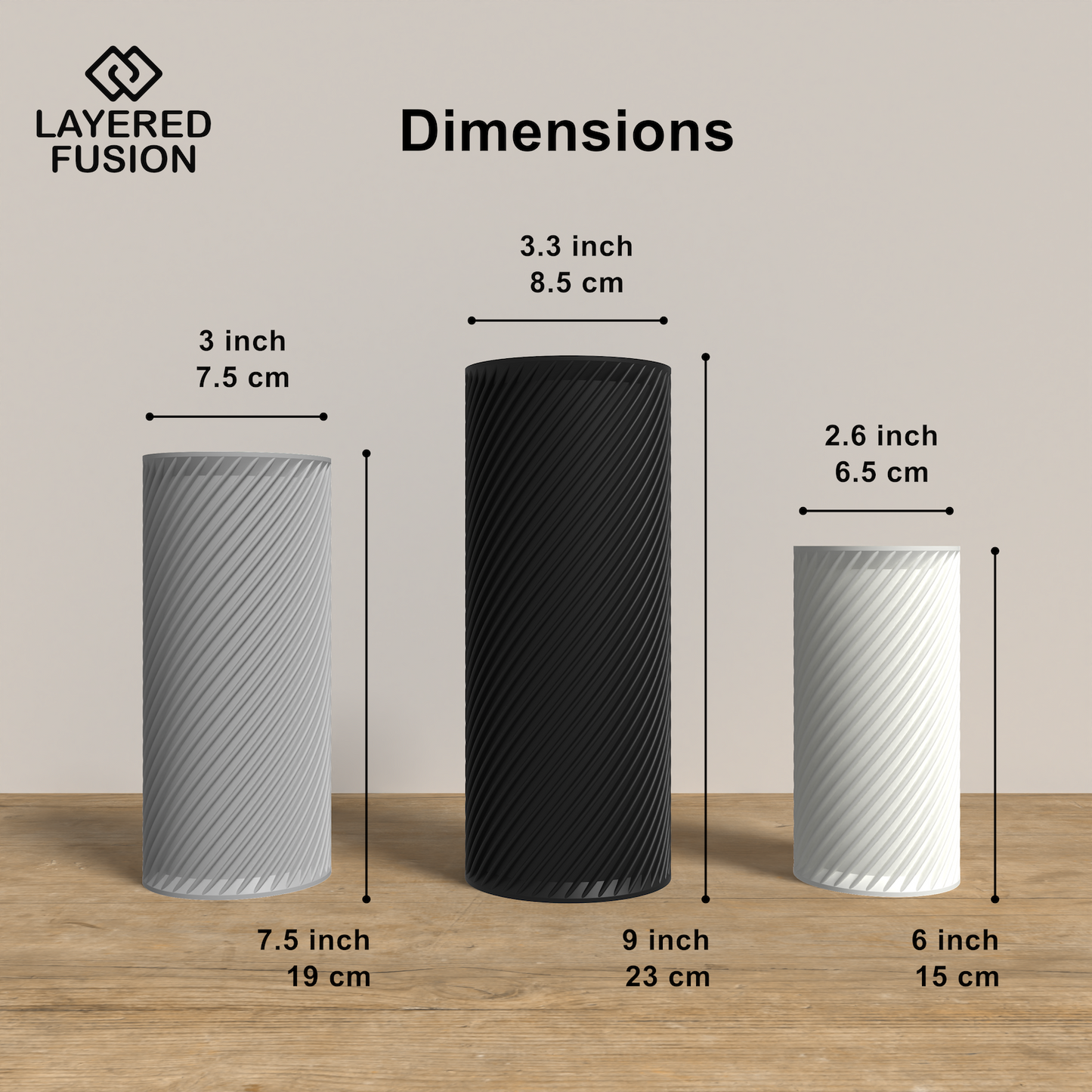 RETORTA Vase Collection - Dimensions Cylinder Vase. Buy at www.layeredfusion.com.