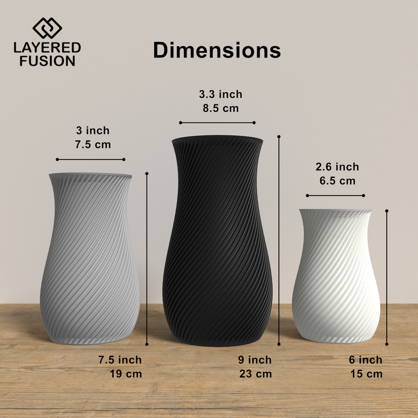 RETORTA Vase Collection - Dimensions Rounded Vase. Buy at www.layeredfusion.com.