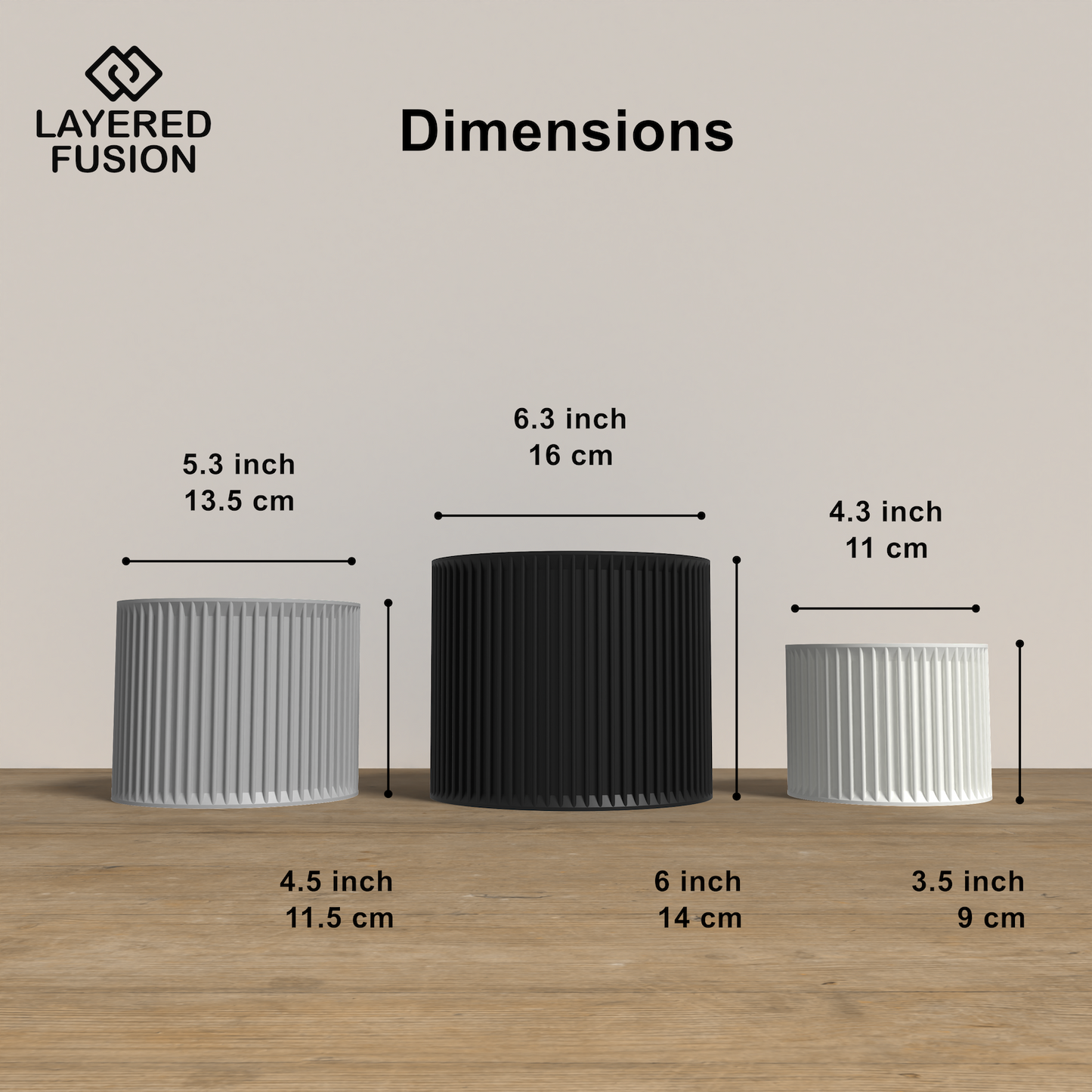 SAGITA Planter Collection - Dimensions Cylinder Planter. Buy at www.layeredfusion.com.