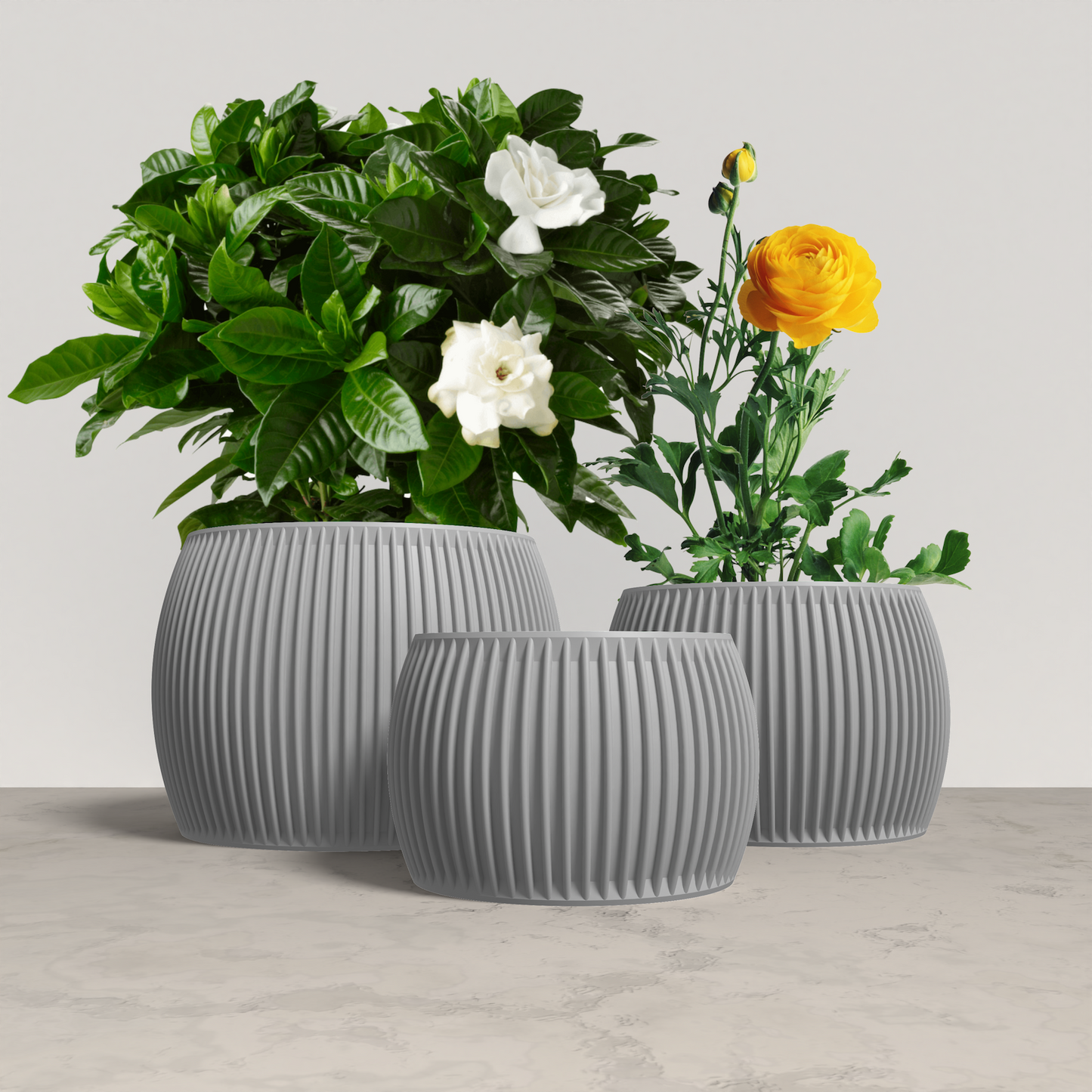 SAGITA Planter Collection - Gray Rounded Planter. Buy at www.layeredfusion.com.