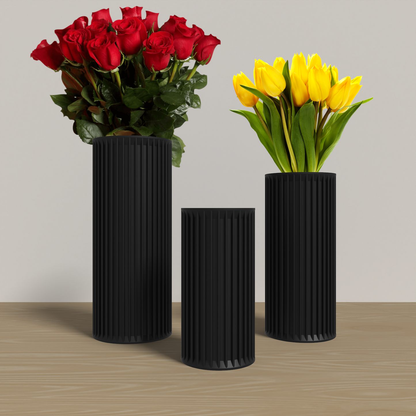 SAGITA Vase Collection - Black Cylinder Vase. Buy at www.layeredfusion.com.