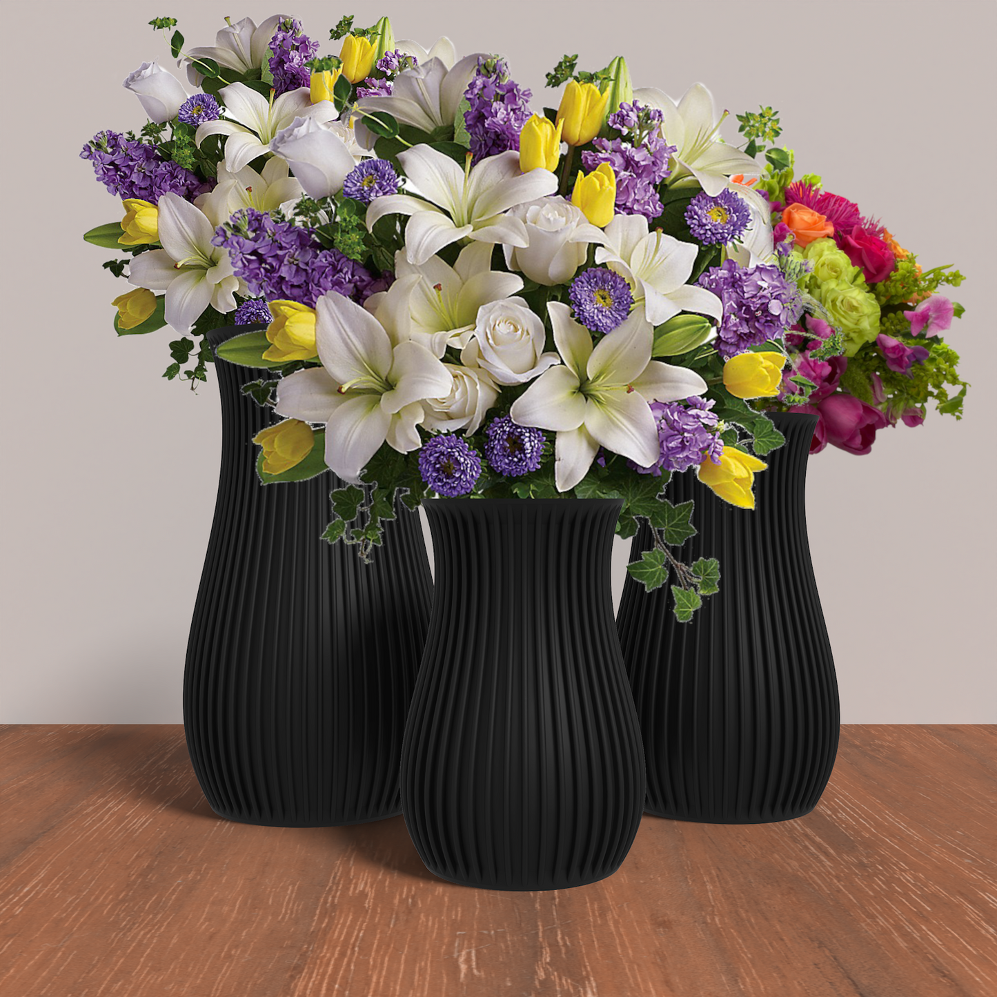 SAGITA Vase Collection - Black Rounded Vase. Buy at www.layeredfusion.com.
