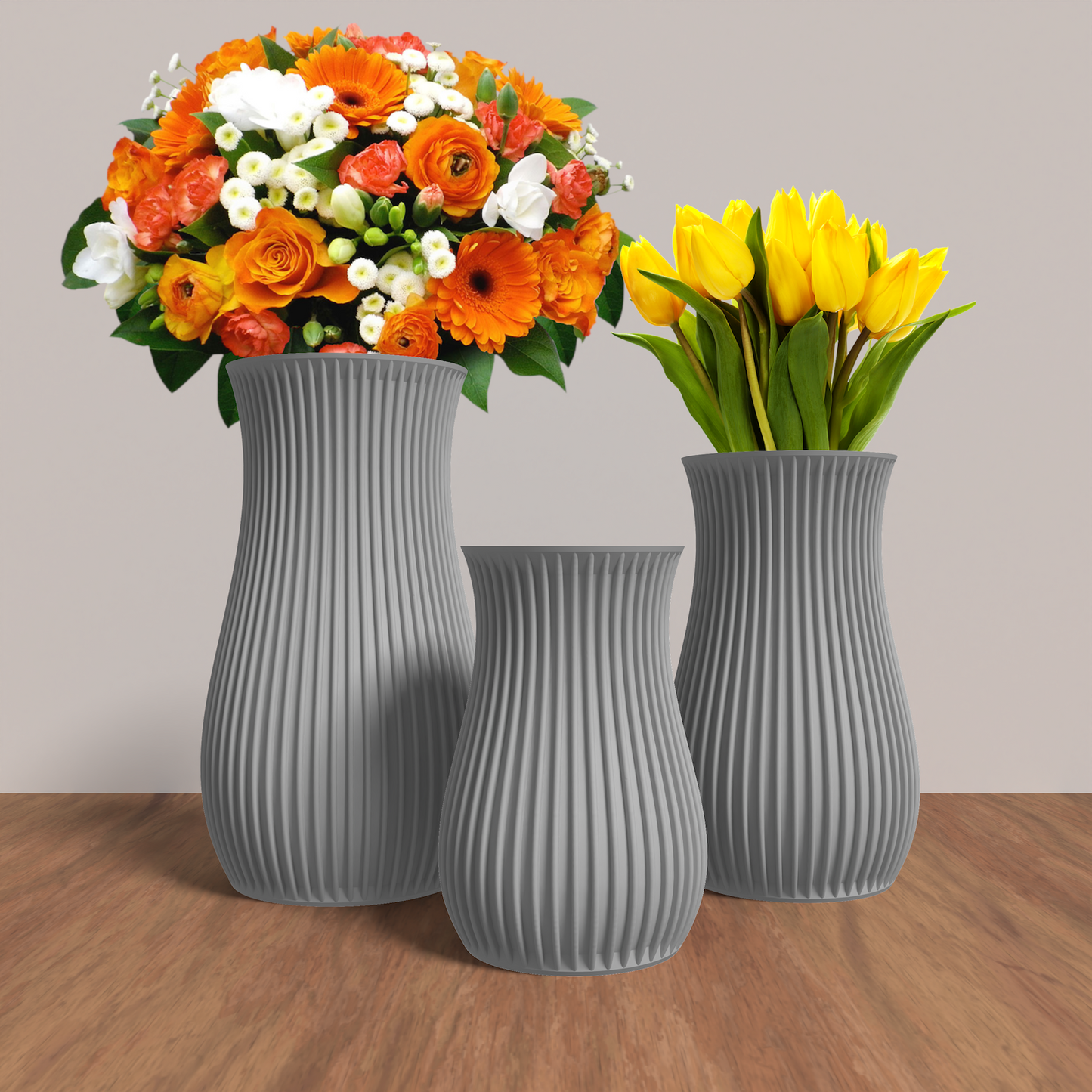 SAGITA Vase Collection - Gray Rounded Vase. Buy at www.layeredfusion.com.