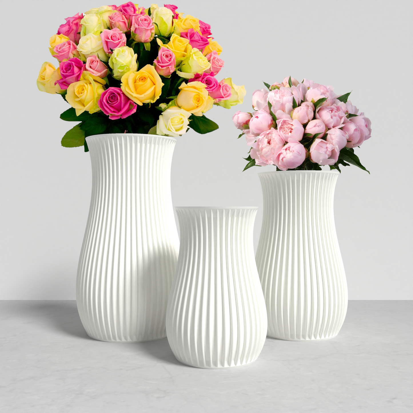 SAGITA Vase Collection - White Rounded Vase. Buy at www.layeredfusion.com.