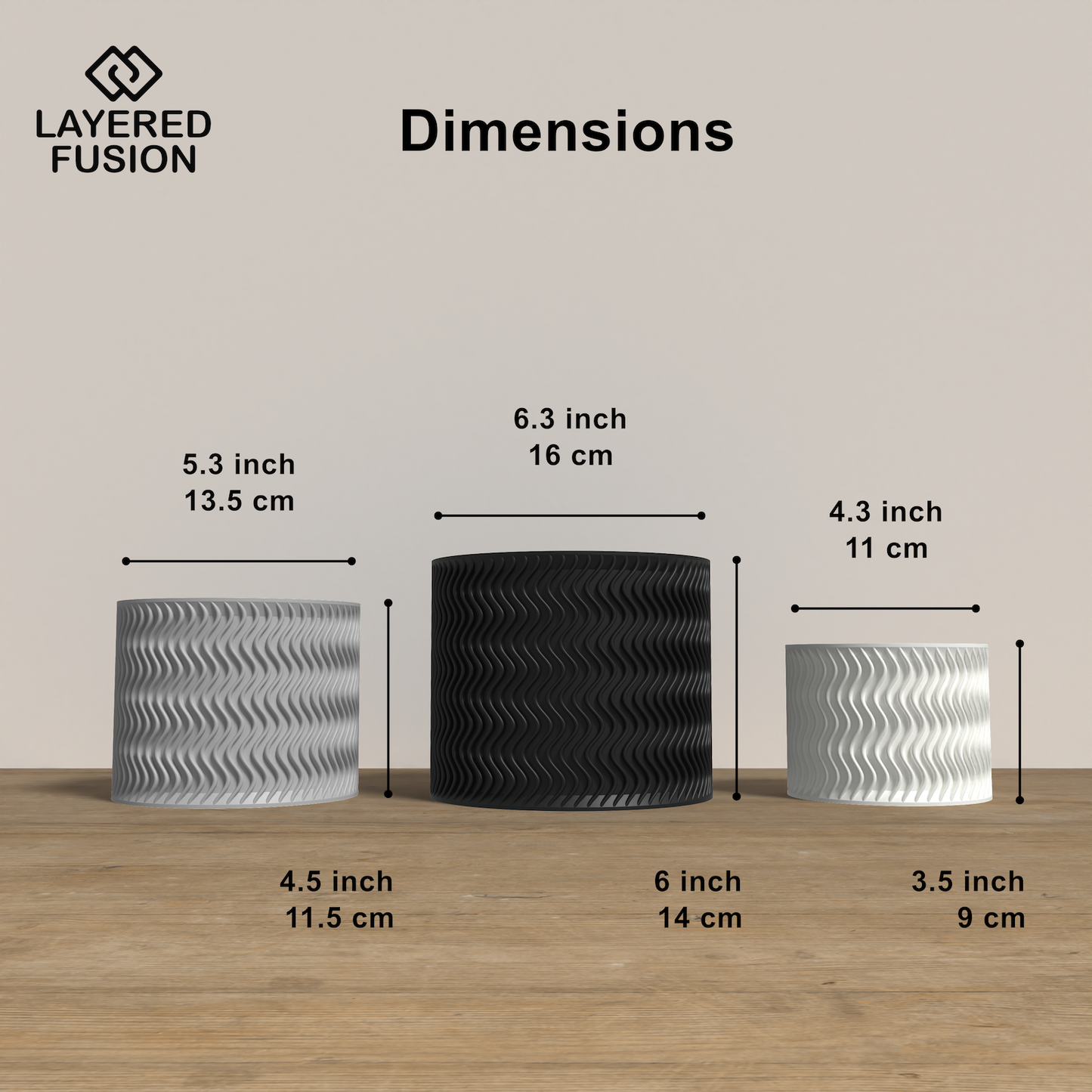 ARCUS Planter Collection - Dimensions Cylinder Planter. Buy at www.layeredfusion.com.