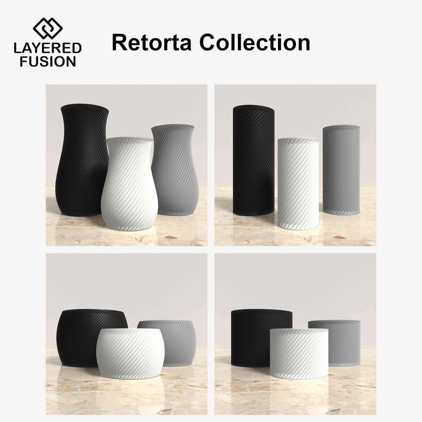 RETORTA Vases and Planters Collection - Rounded and Cylinder Vases and Planters. Buy at www.layeredfusion.com.