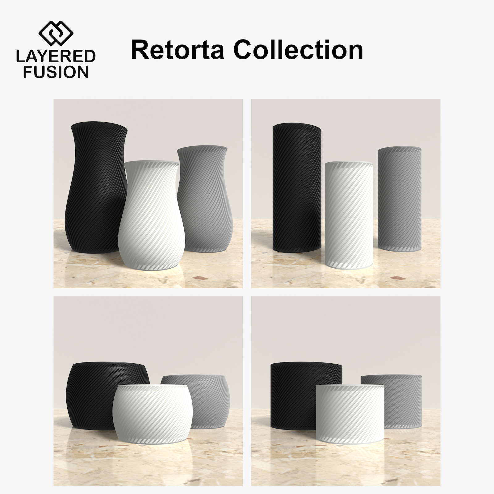 RETORTA Vases and Planters Collection - Rounded and Cylinder Vases and Planters. Buy at www.layeredfusion.com.